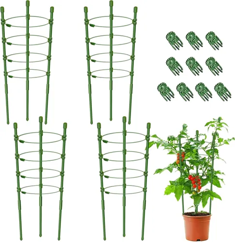 Miniatura 12 de Legigo Paquete de 3 jaulas de soporte para plantas, jaulas de tomate para jardín, estacas ajustables de 18 pulgadas para plantas enrejadas, anillos