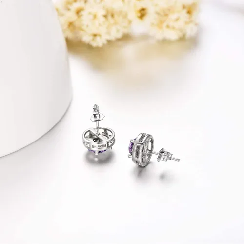 Miniatura 3 de AOBOCO - Aretes redondos tipo dormilona de plata de ley, adornados con cristales de Swarovski, hipoalergénicos para mujeres ideales