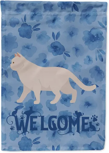 Miniatura 77 de Caroline's Treasures CK4813CHF - Bandera de bienvenida con gato abisinio azul, manga grande, para porche, para colgar en la pared, poliéster
