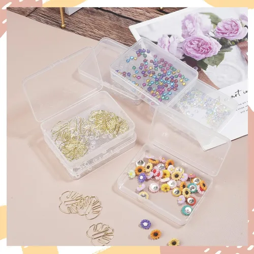 Miniatura 6 de Paquete de 6 Contenedores de Almacenamiento de Plástico Transparente Rectangulares Pequeños Caja Estuche con Tapa con Bisagras Organizador