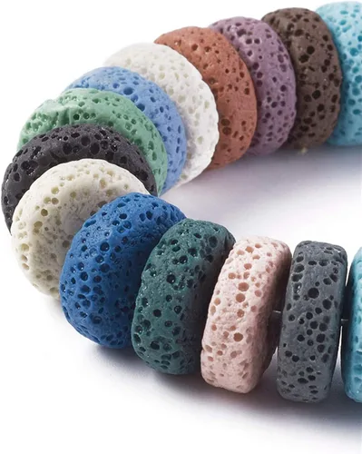 Miniatura 18 de Craftdady 25 cuentas de piedra de lava negra natural, tubo de columna, piedras preciosas volcánicas, cuentas sueltas para curación de energía
