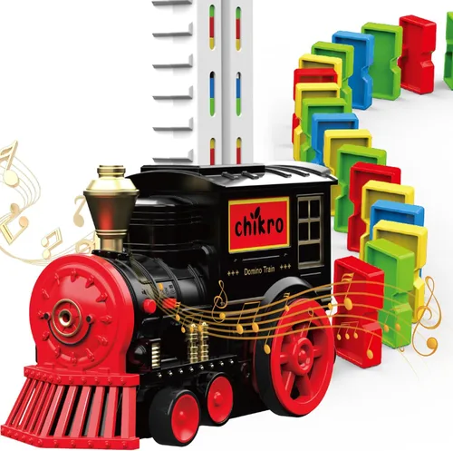 Juego de Tren de Dominó para Niños - Tren de Dominó Automático para Colocar para Niños Pequeños de 3-4 años Juguetes Montessori para Niños de 3-4
