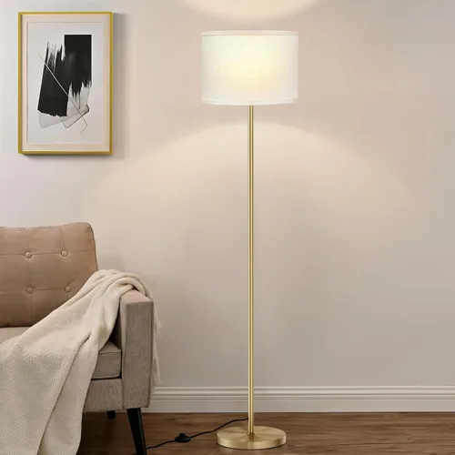 Miniatura 23 de Ambimall - Lámpara de pie moderna con control remoto, lámparas altas para sala de estar, habitación, oficina y comedor, pantalla beige con poste