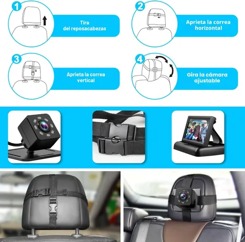 Miniatura 2 de Espejo de coche para bebé con pantalla de función de visión nocturna HD de 4.3 pulgadas, cámara de seguridad para asiento de automóvil con amplia