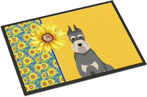 Miniatura 384 de Caroline's Treasures WDK5313MAT Airedale Terrier - Tapete para puerta delantera de 18 x 27 pulgadas, diseño de girasoles de verano, para entrada