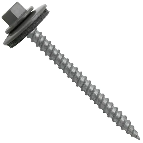 Miniatura 49 de 12 tornillos para techos de metal gris ABC de 2-1/2 pulgadas, cabezal de arandela hexagonal, arranque automático/roscado, arandela EPDM. 1 bolsa