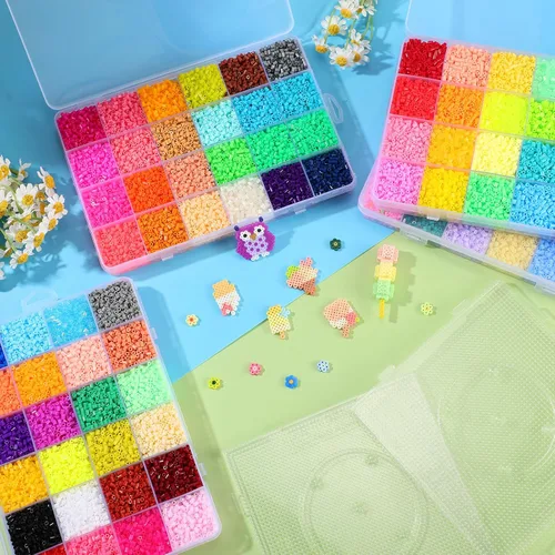 Miniatura 4 de Lenwen 52000 cuentas de fusible, 96 colores, 0.096 pulgadas, mini, fusible, cuentas derretidas con tableros de clavijas, juego de repuesto creativo