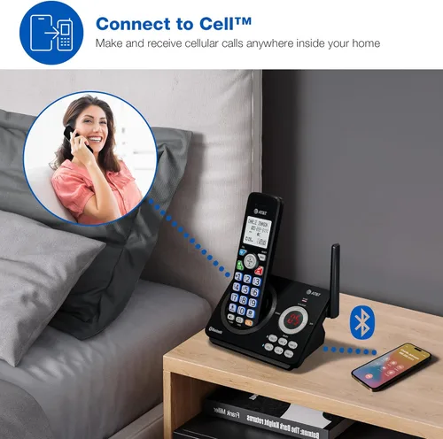 Miniatura 3 de AT&T Teléfono inalámbrico DECT 6.0 - Bloqueador de llamadas inteligente, Bluetooth conecta a la celda, anuncio de identificación de llamadas