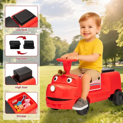 Miniatura 2 de Tren de paseo para niños de 12 V con licencia de CHUGGINGTON, auto de juguete de 2 plazas sin rieles con asiento ajustable, silbato de tren, faro
