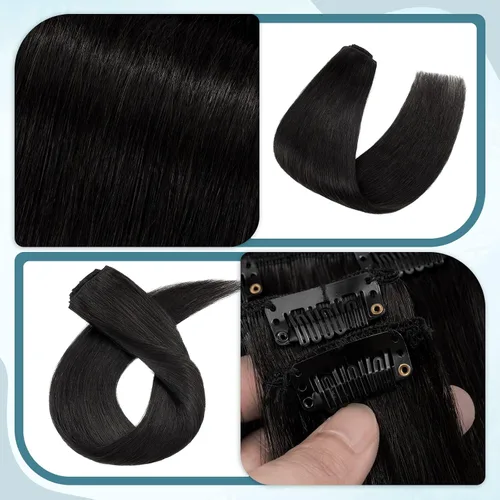Miniatura 8 de Benehair Extensiones de cabello humano real con clip, extensiones de cabello humano rubio con clip para mujer, largo lacio, natural Remy, cabeza