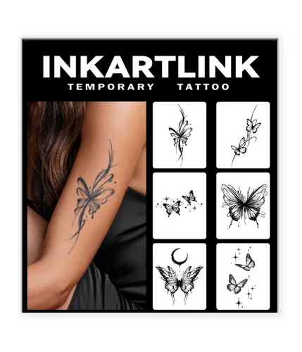 INKARTLINK 6 hojas de tatuajes temporales, tatuajes semipermanentes, tatuajes falsos, 1-2 semanas de tatuaje, para mujeres maduras y elegantes,