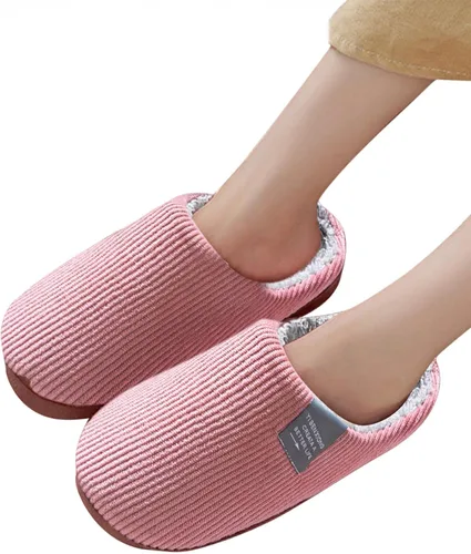 Miniatura 2 de NOLDARES Pantuflas de felpa con espuma viscoelástica, mullidas, antideslizantes, para mujer, de piel para interior, planas, para mujer