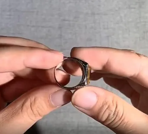 Miniatura 7 de Anillo de plata para hombre Piedra natural de ojos de tigre Anillo turco Anillo retro grabado geométrico por Fantasy World, Metal precioso, ojo