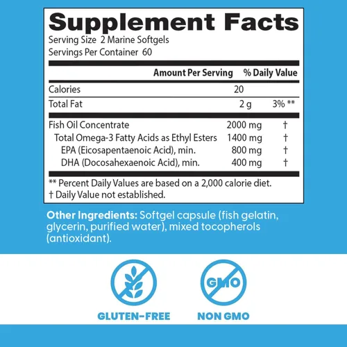 Miniatura 2 de Doctor's Best Suplemento de aceite de pescado Omega 3 para mujeres y hombres, fuente de ácidos grasos DHA, EPA y omega-3, purificado, alta potencia