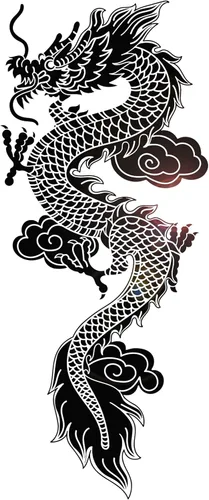 Vinilo adhesivo de pared chino dragón volador fantasía estilo asiático pegatinas gran decoración (1358ig) negro