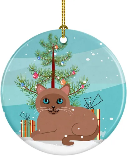 Miniatura 4 de Caroline's Treasures Árbol de Navidad de gato asiático, adorno de cerámica para colgar en el árbol de Navidad, decoración para el hogar, Navidad