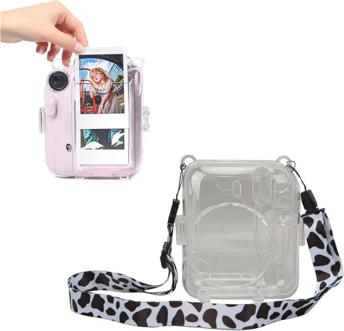 Miniatura 12 de ciciglow Funda protectora transparente para Mini 12, funda protectora de cámara rígida transparente para cámara instantánea con correa de hombro Azul
