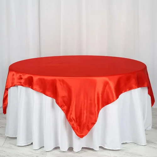 Miniatura 57 de Efavormart Paquete de 5 Sobremanteles Cuadrados de Satén de 60" para Decoraciones de Mesa de Bodas, Catering y Fiestas, Cubierta de Mantel Negro