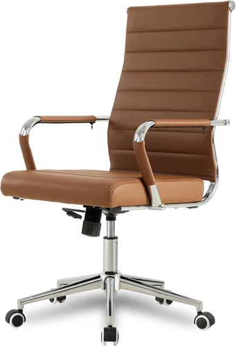 Miniatura 26 de Okeysen Office Desk Chair, Ergonomic Leather Modern Conference Room Chairs, Executive Ribbed Height Adjustable Swivel Rolling Chair for Home Office