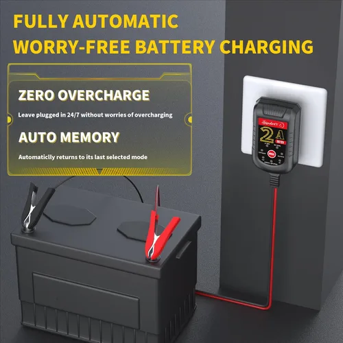 Miniatura 2 de Cargador de batería de goteo de 2A, mantenedor automático, 6V 12V, cargador flotante inteligente para automóvil, coche, motocicleta, cortacésped