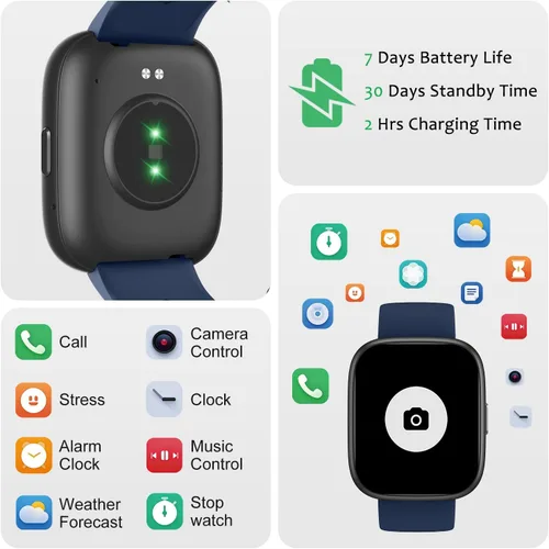 Miniatura 6 de Reloj inteligente para Android/Samsung/iPhone, rastreador de actividad física con IP68 impermeable para hombres, mujeres y niños, reloj inteligente