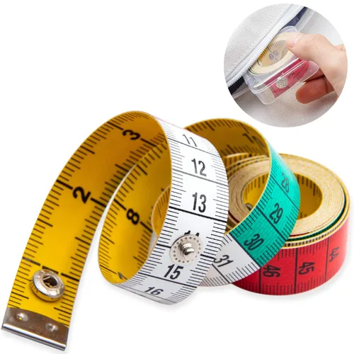 Cinta métrica para el cuerpo, tela, costura, tela a medida, medidas para manualidades en casa, 60 pulgadas/59.1 in, suave, multicolor, cinta métrica