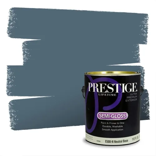 Miniatura 1146 de Pintura Exterior + imprimación PRESTIGE, todo-en-uno, 1 galón, acabado mate, color comparable al Valspar* Royal Gray* VS151-Gris real