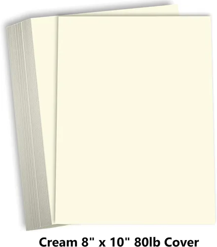 Miniatura 2 de Hamilco Cartulina de color crema de 8 x 10 pulgadas, peso pesado, 80 libras, cartulina para impresora, paquete de 50