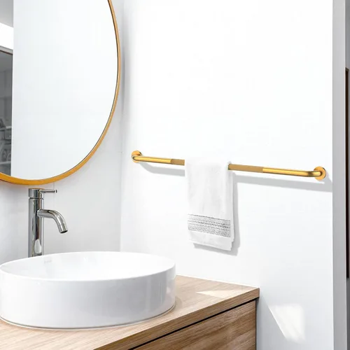 Miniatura 2 de Munzong - Barra de agarre antideslizante para ducha de 48 pulgadas, barra de agarre para pared de baño, barra de equilibrio moleteada dorada