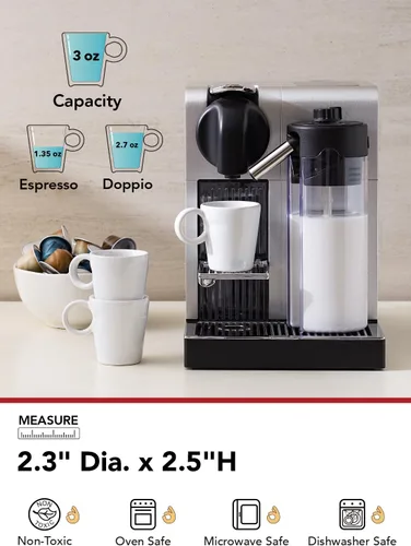 Miniatura 2 de LE TAUCI Tazas de café expreso de 3 onzas, taza Demitasse de cerámica, mini tazas de café para el hogar u oficina, taza de café expresso apilable