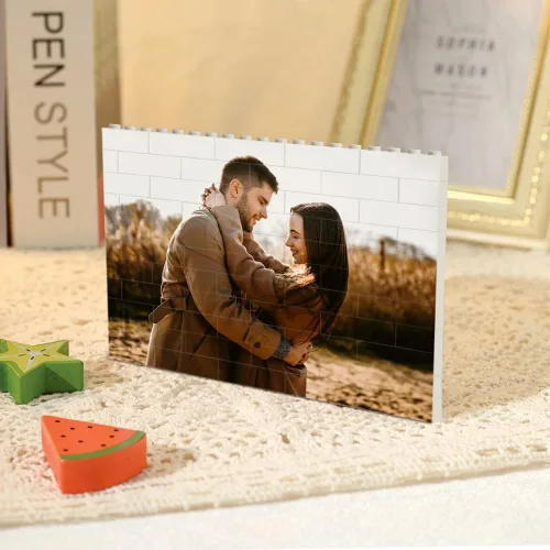 Miniatura 11 de Bloque de fotos de ladrillo de construcción de corazón personalizado, rompecabezas de imagen personalizado para parejas, familia o amigos, día