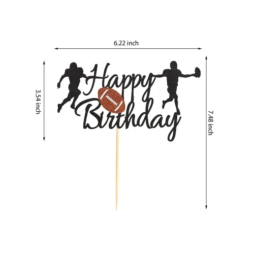 Miniatura 3 de Decoración para pastel de fútbol, bola de rugby, decoración de pastel de feliz cumpleaños para fútbol / deporte para decoración de fiesta