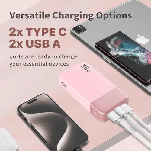 Miniatura 4 de NOBIS Cargador portátil, banco de energía de 20000 mAh, banco de energía de 35 W, carga rápida, paquete de batería con cable C a C, banco de batería