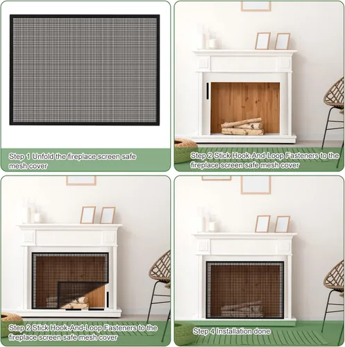 Miniatura 4 de Pantalla de Chimenea Malla Segura Puerta de Malla Pantalla a Prueba de Niños Barrera Protectora de Chimenea Existente Red Protectora Cubierta