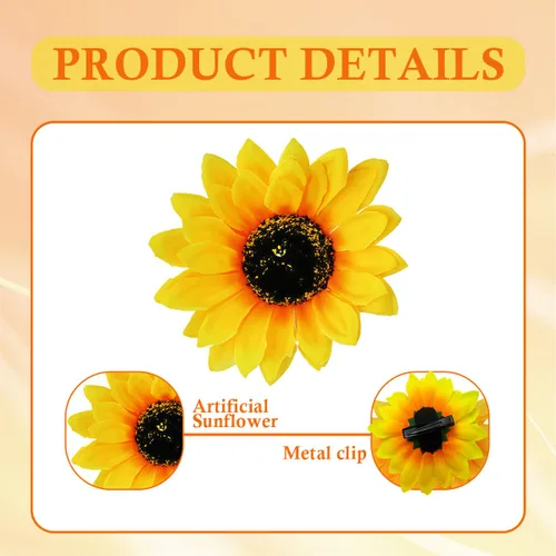 Miniatura 3 de 3 pinzas para el cabello de girasol amarillo para mujer, pasadores de cocodrilo, horquilla, accesorios para el cabello de verano, para fiestas
