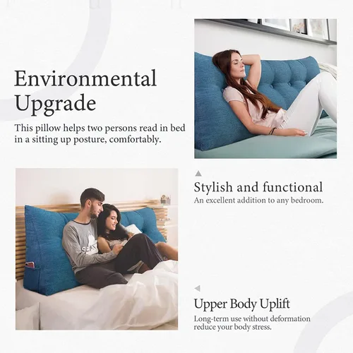 Miniatura 5 de Funda de almohada para cabecero, funda de almohada grande de cuña para cama, triangular, almohada de lectura, soporte de espalda, funda de almohada