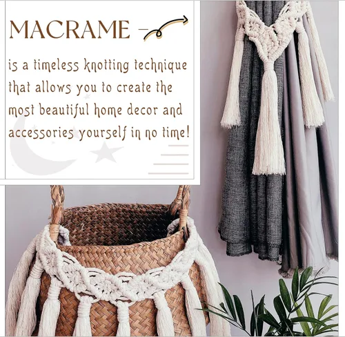 Miniatura 6 de CAMAL Cordón de macramé de 0.157 in x 109 yardas (328.1 ft), cuerda de algodón de color para tejer, manualidades, colgar en la pared, proyectos