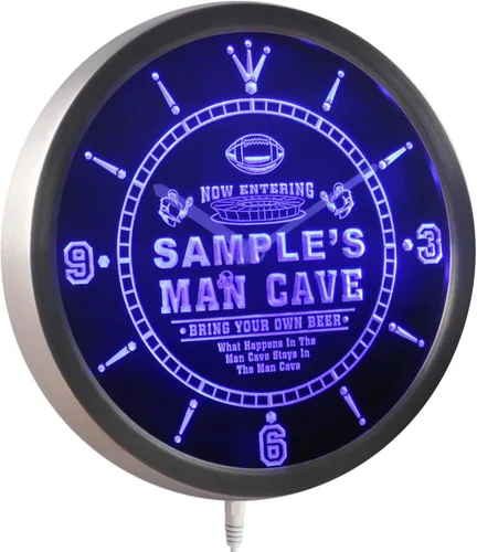 ADVPRO ncqa-tm Nombre personalizado hombre cueva fútbol bar cerveza neón signo LED reloj de pared