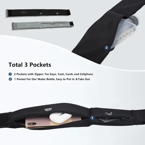 Miniatura 2 de Cinturón delgado para correr con botella de agua, riñonera de entrenamiento para hombres y mujeres, se adapta a teléfonos de 7 pulgadas, cintura