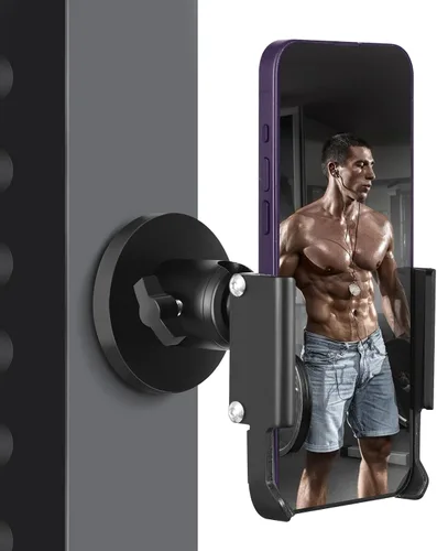 Miniatura 8 de Vinkqiado Soporte magnético para teléfono de gimnasio, soporte de teléfono con base magnética de metal para equipo de gimnasio, tractor