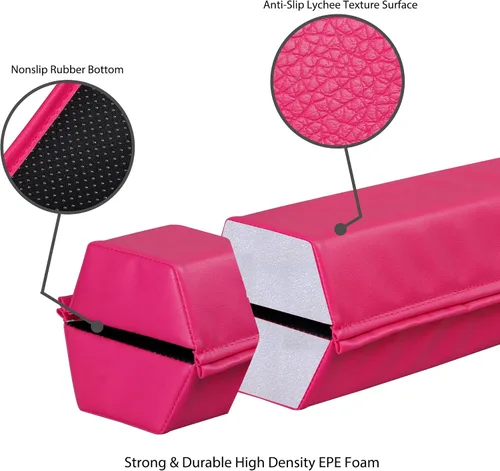 Miniatura 5 de Viga de Equilibrio Plegable de 6 y 9 Pies, Viga de Gimnasia de Suelo con Base Antideslizante para Niños y Adultos, Hogar, Gimnasio, Club, Escuela