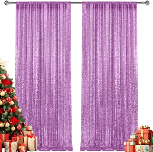 Miniatura 47 de 2 paneles de cortinas de fondo de lentejuelas verdes de 8 pies, cortinas de fondo de fotografía con purpurina para decoración de Navidad, boda