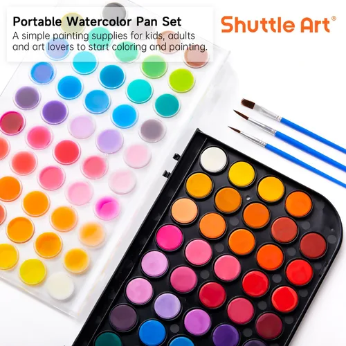 Miniatura 3 de Shuttle Art Juego de 58 pinturas de acuarela, 48 colores para acuarela, con 10 pinceles de pintura para principiantes, artistas, niños y adultos