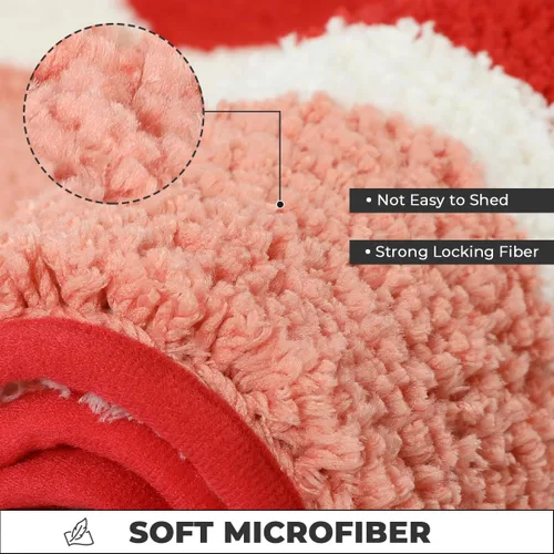 Miniatura 4 de Tapete de baño rojo súper absorbente, antideslizante y lavable a máquina, tapete grueso para baño (24 x 16 pulgadas, corazón rojo)