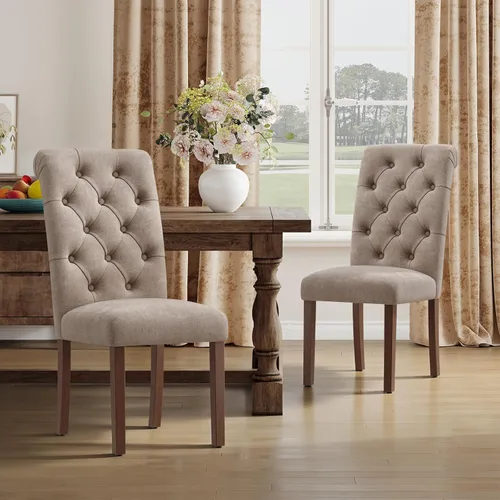 Miniatura 13 de MALOL Parsons - Juego de 4 sillas de comedor tapizadas copetudas, sillas de cocina con asiento acolchado y patas de madera maciza, sillas laterales