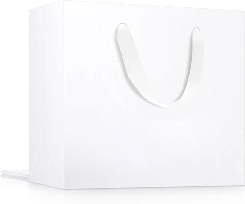 Miniatura 24 de EUSOAR Bolsas de papel de estraza para regalo, paquete de 12 bolsas de papel kraft de 10.6 x 3.1 x 8.3 pulgadas con asas, bolsas resistentes