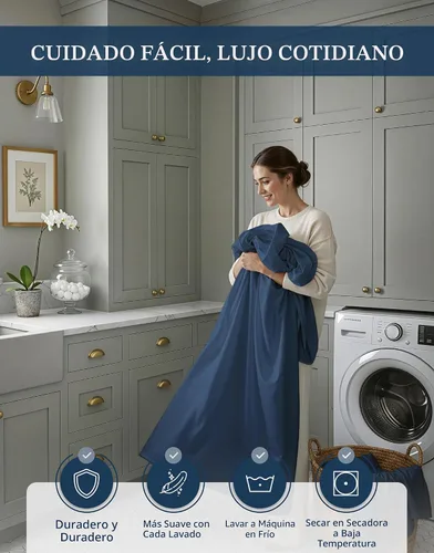 Miniatura 8 de Lane Linen Sábanas 100% de algodón egipcio, tamaño King, naturalmente transpirables y duraderas, cómodas para el invierno, ultra suaves, comodidad