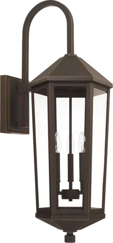 Miniatura 5 de Capital Lighting 926911BK Ellsworth - Aplique de pared de cristal transparente para exteriores, 1 luz de 100 vatios, 23 pulgadas de alto x 8 Negro