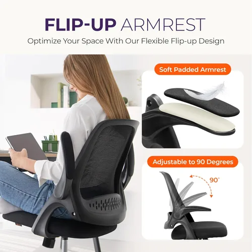Miniatura 6 de NEO CHAIR Silla de escritorio de oficina para juegos de computadora, soporte lumbar ergonómico con reposabrazos acolchado abatible, altura ajustable