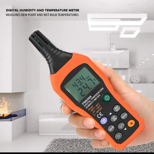 Miniatura 8 de Medidor digital de humedad y temperatura MS6508, termómetro portátil de mano, medidor de humedad, monitor con punto de rocío y bombilla húmeda